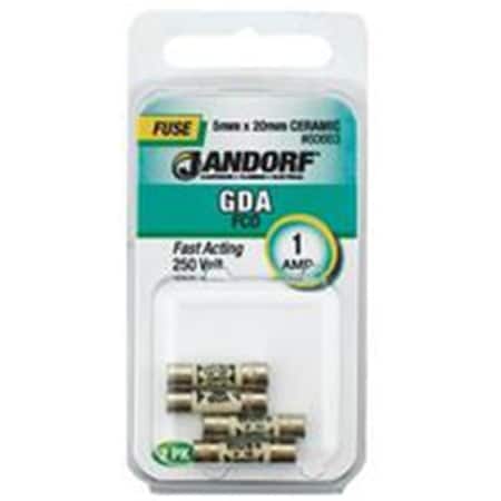 Jandorf Ceramic Fuse, GDA Series, Fast-Acting, 1A, 250V AC 3398252
